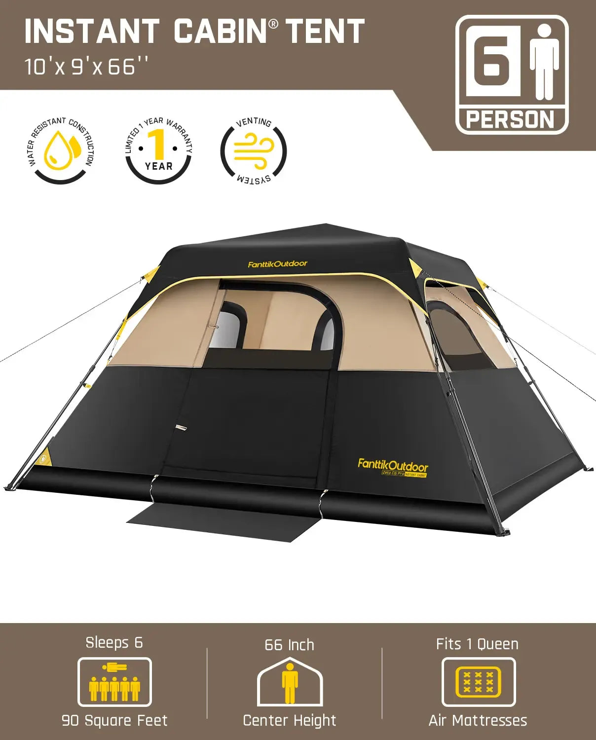 【DealsForYouDays】Fanttik Camping Tent Zeta  C4/C6 Person Instant Cabin Tent Setup in 60 Seconds with Rainfly & Windproof Portable with Carry Bag for Family Camping & Hiking,Summervibes, Father's Day Gifts, Tents For Camping,campingessentia