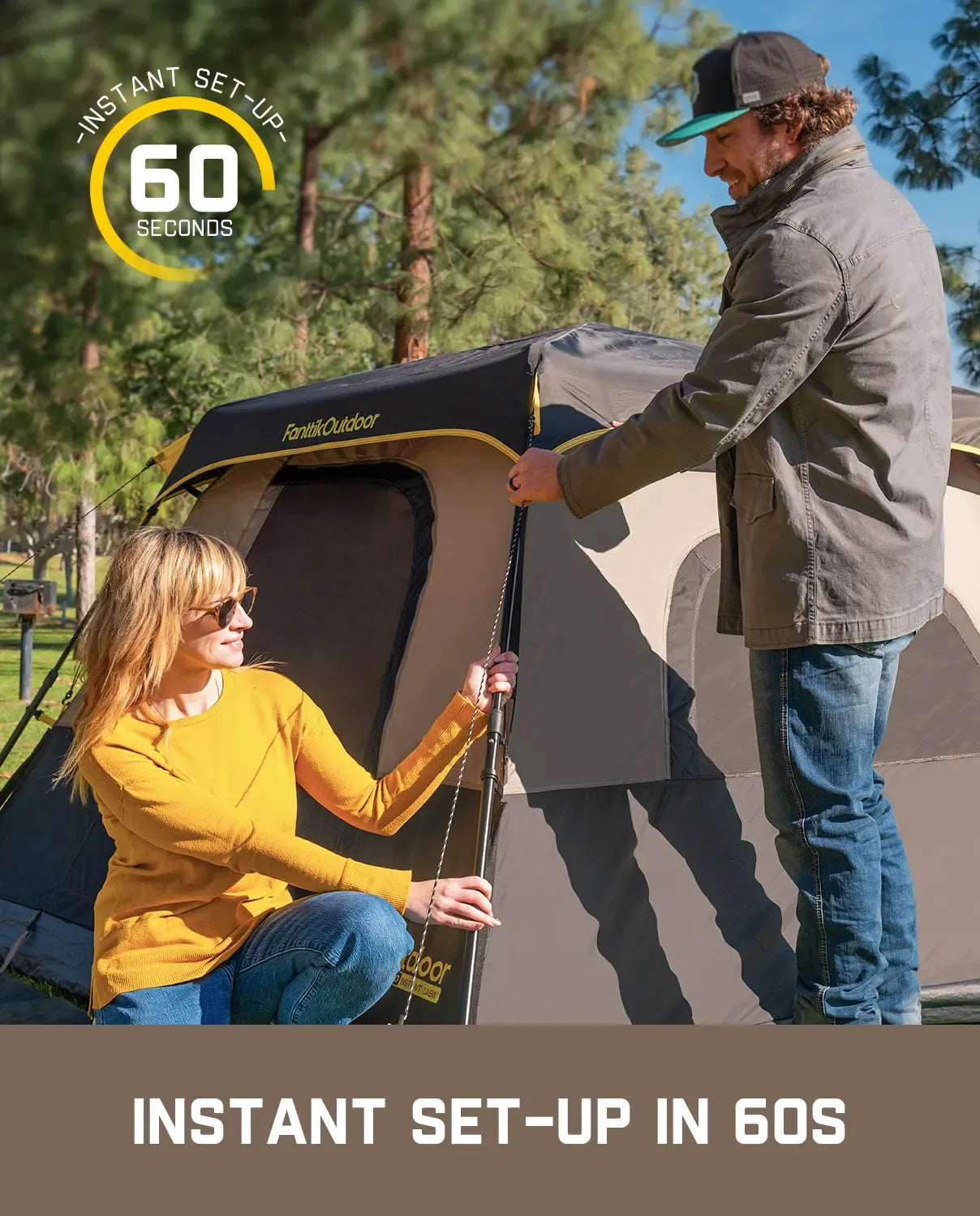 【DealsForYouDays】Fanttik Camping Tent Zeta  C4/C6 Person Instant Cabin Tent Setup in 60 Seconds with Rainfly & Windproof Portable with Carry Bag for Family Camping & Hiking,Summervibes, Father's Day Gifts, Tents For Camping,campingessentia