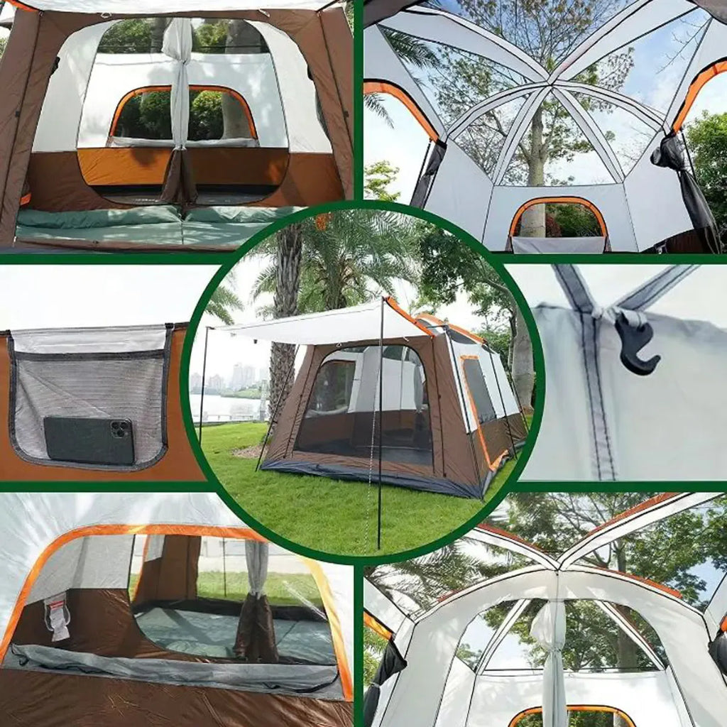【Camping Essentials】2026 Extra Large 10-12 Person Family Tent Waterproof Instant Setup Oxford Polyester Lightweight Canopy with Mesh Windows & Double Doors - Camping Accessories for Outdoor Hiking Picnic Spacious Easy Pop Up Glamping Gear Gifts