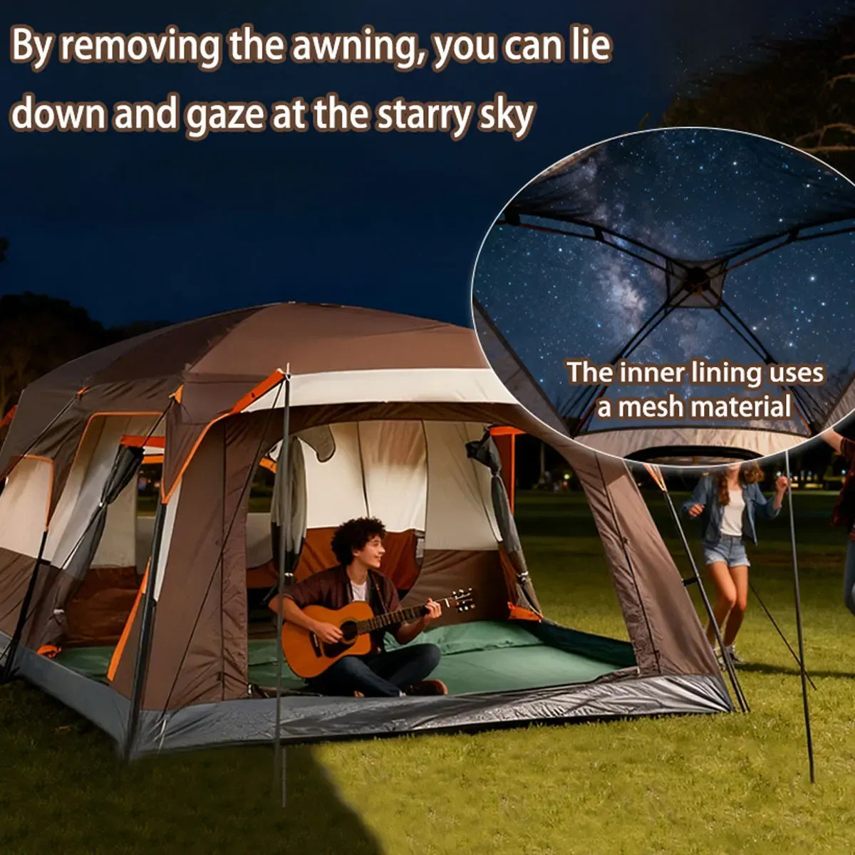【Camping Essentials】2026 Extra Large 10-12 Person Family Tent Waterproof Instant Setup Oxford Polyester Lightweight Canopy with Mesh Windows & Double Doors - Camping Accessories for Outdoor Hiking Picnic Spacious Easy Pop Up Glamping Gear Gifts