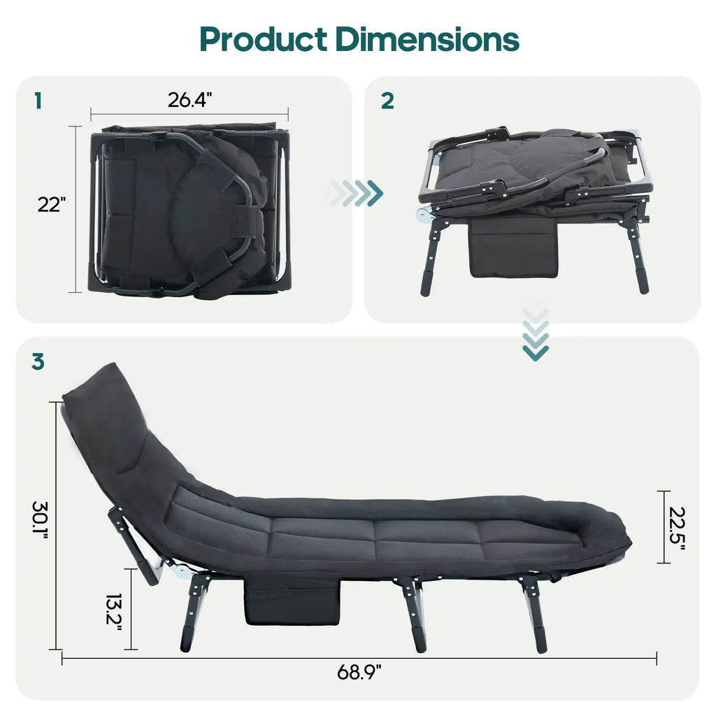 【Deals for You Days】Sweetcrispy Camping Cot for Adults, 6 Angle Adjustable Folding Camping Bed with Mattress, Foldable Camping Bed for Camp, Office, Outdoor, Lightweight Camping Cot Supports 450 lbs