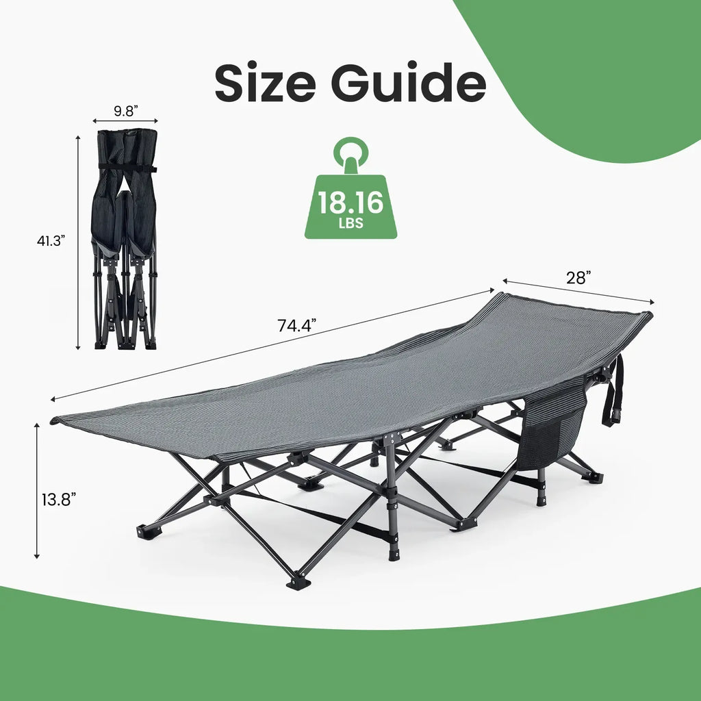 【Deals for You Days】Sweetcrispy Camping Cot for Adults, 6 Angle Adjustable Folding Camping Bed with Mattress, Foldable Camping Bed for Camp, Office, Outdoor, Lightweight Camping Cot Supports 450 lbs