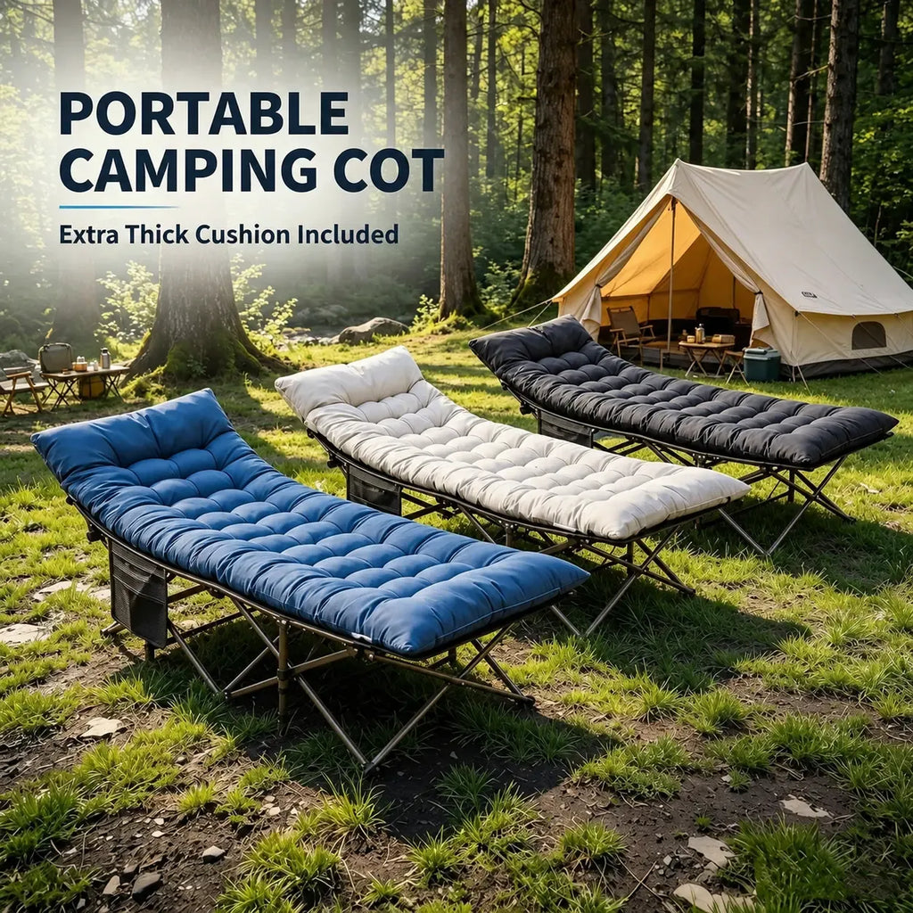 Folding Camping Cot with Mattress, Heavy Duty Folding Sleeping Cot, Portable bed Cots for Traveling, Camp,summerwins Lightweight Foldable