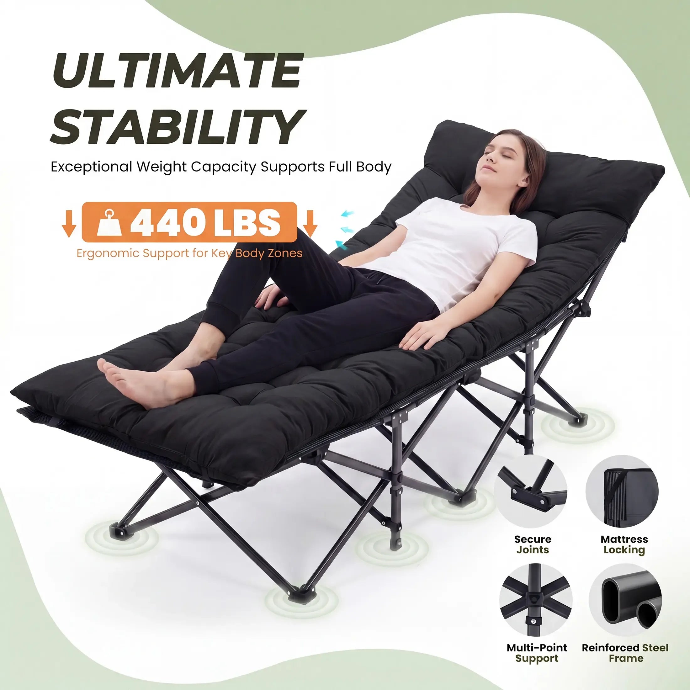 Folding Camping Cot with Mattress, Heavy Duty Folding Sleeping Cot, Portable bed Cots for Traveling, Camp,summerwins Lightweight Foldable