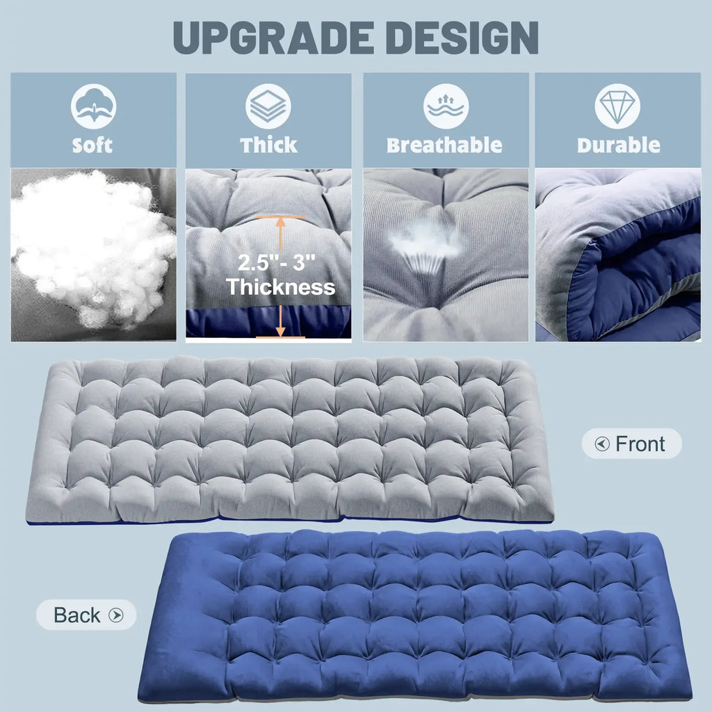 #DealsForYouDays Naudacaa Folding Camping Cot with 2-Sided Mattress – Heavy-Duty, Portable Guest Bed for Camping, Travel, Outdoor & Indoor Use, Supports up to 880 lbs Blue