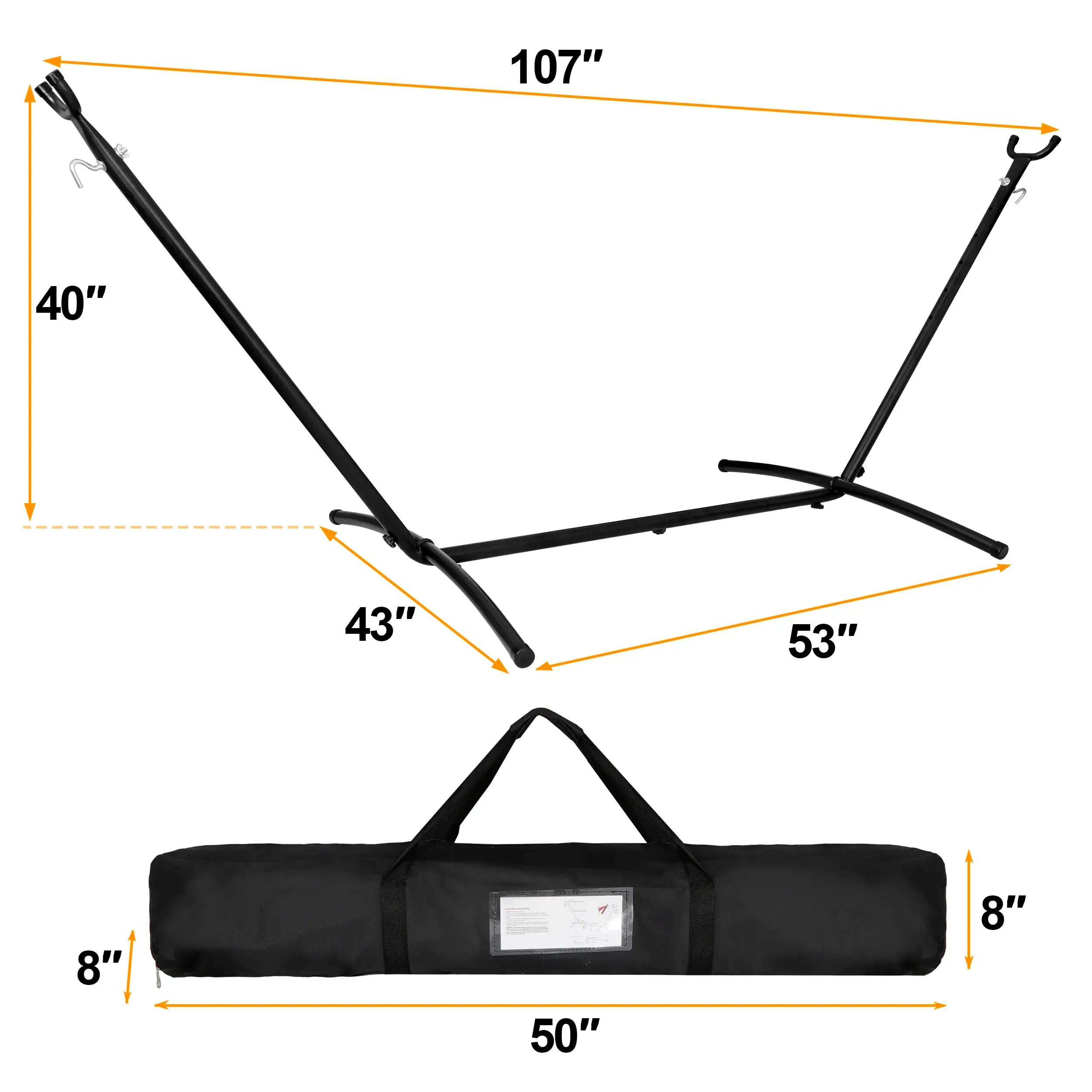 Segawe Portable Double Outdoor Hammock with 9FT Stand Set, Carry Case, 7 Brown, Spacious Comfortable Durable Hammock, Sturdy Stand, Outdoor Porch Swing, Patio Furniture, Backyard Garden Accessories, Outdoor Patio Swing, Breathable,father'sdaygifts,camping