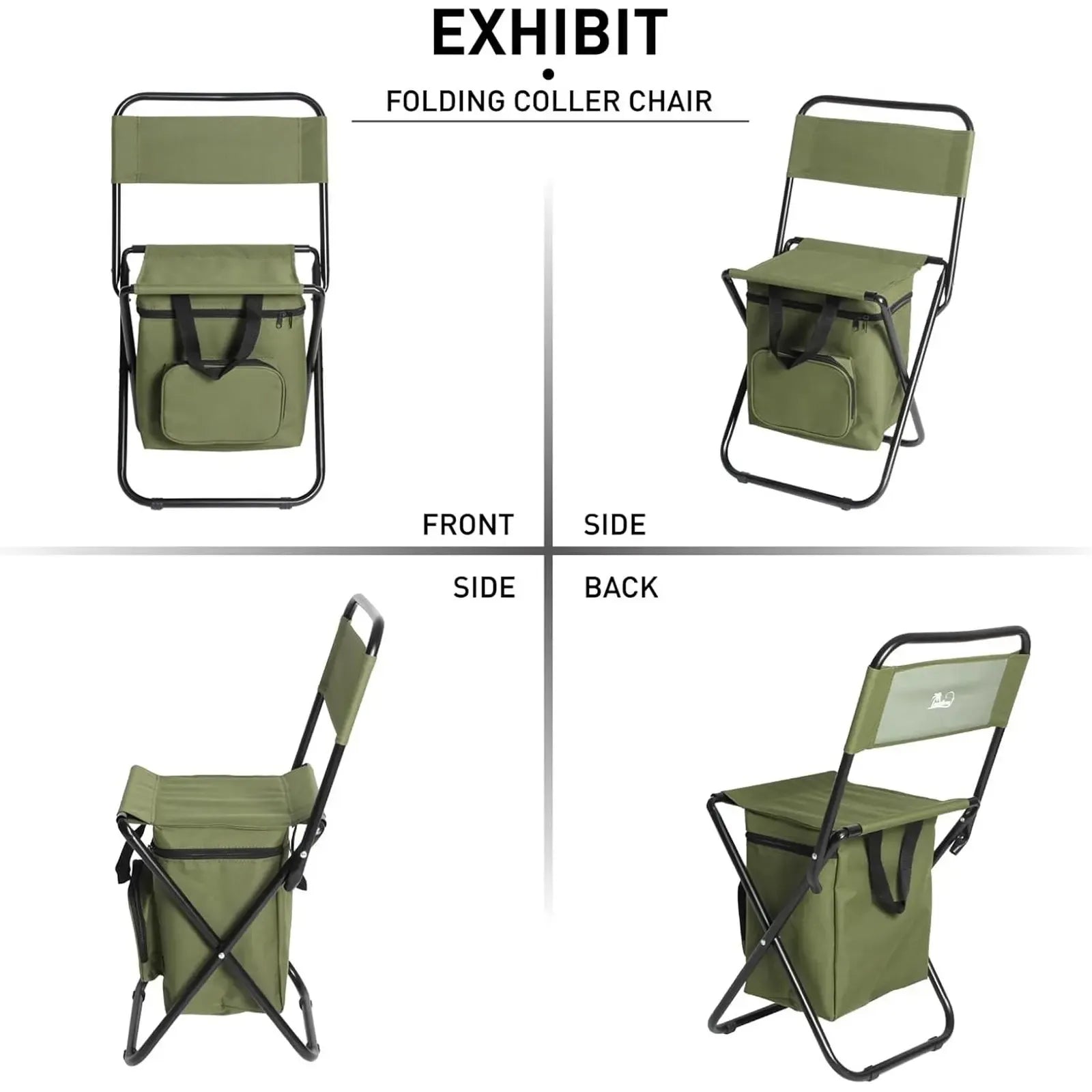 Portable Fishing Chair with Ice Bag, Fishing Chair with Cooler Bag, Compact Fishing Stool, Foldable Camping Chair Compact Foldable Camping Chair, Durable Oxford Fabric Outdoor Chair, Holds Up to 440 Lbs, Suitable Travel、 Camping 、Hunting 、Hiking