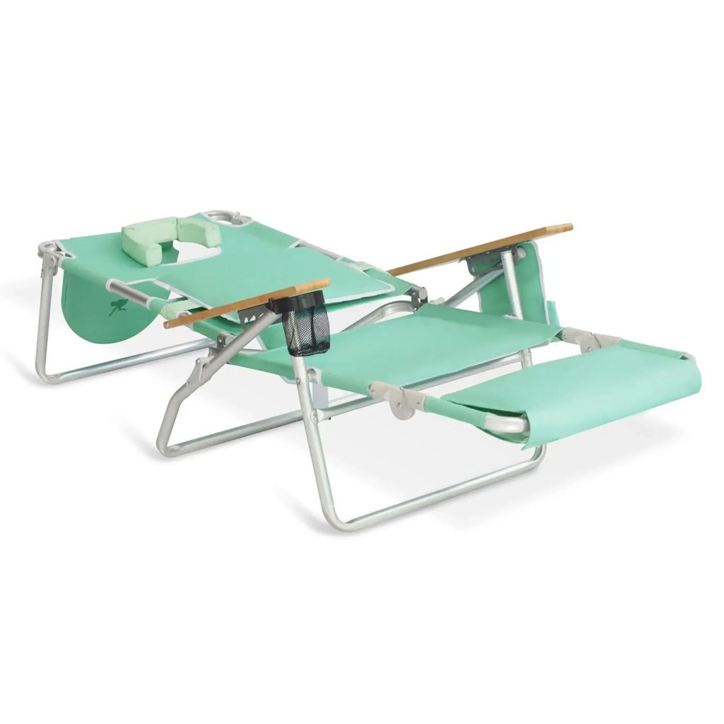 Ostrich Deluxe Padded 3N1 Outdoor Lounge Folding Reclining Beach Chair with Adjustable Positions & Carry Strap for Tanning Pool Lounger