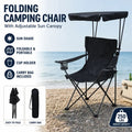 Camping Chair with Canopy, High Back Folding Beach Chair with Canopy Shade, Cup Holder, Side Pocket, 300 lbs Heavy Duty Canopy Chair for Outdoors SummerVibes