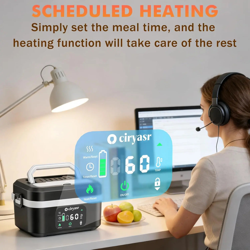 【FathersDayGift】Cordless Electric Lunch Box, Fast Heating Portable Food Warmer with 20000mAh, Stainless Steel Tableware and Insulated Bag for Work,Office, Travel, Camping,Suitable for Adults and Children#SummerWins