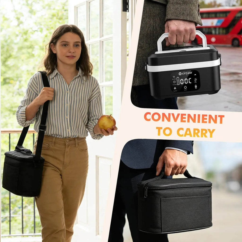 【FathersDayGift】Cordless Electric Lunch Box, Fast Heating Portable Food Warmer with 20000mAh, Stainless Steel Tableware and Insulated Bag for Work,Office, Travel, Camping,Suitable for Adults and Children#SummerWins