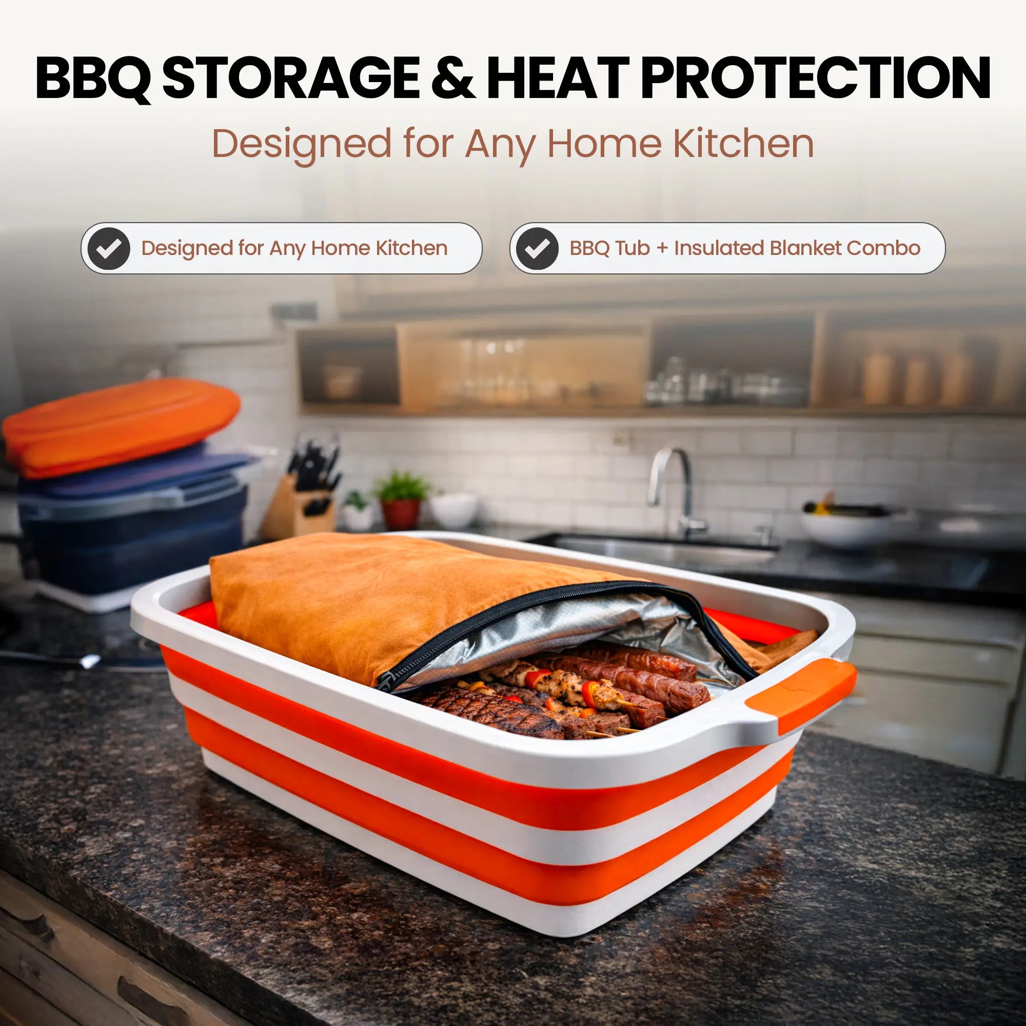 HAVENITY BBQ Prep Tub Kit, 16L Collapsible Silicone Basin with Cutting Board Lid and Insulated Meat Resting Bag, Portable Grill Accessories for Camping, Great Dad Gifts summerwins