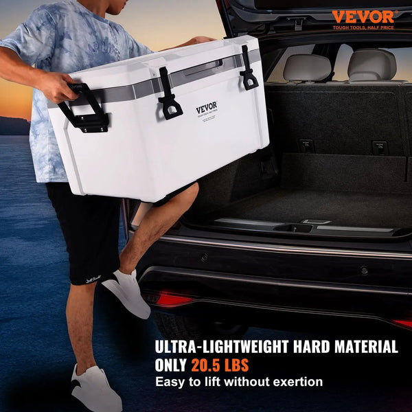【FathersDayGift】VEVOR Insulated Portable Cooler, 52 qt, Holds 50 Cans, Ice Retention Hard Cooler with Heavy Duty Handle, Ice Chest Lunch Box for Camping, Beach, Picnic, Travel, Outdoor, Keeps Ice for up to 6 Days
