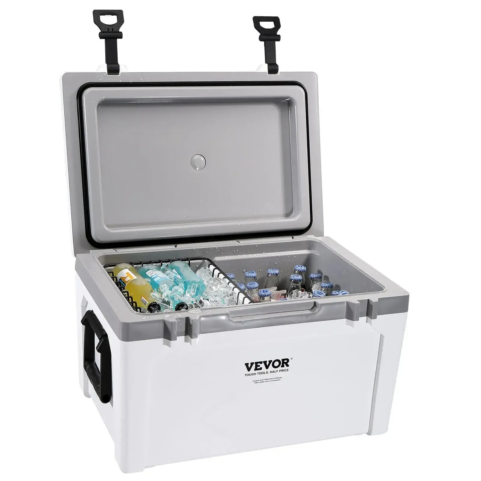 【FathersDayGift】VEVOR Insulated Portable Cooler, 52 qt, Holds 50 Cans, Ice Retention Hard Cooler with Heavy Duty Handle, Ice Chest Lunch Box for Camping, Beach, Picnic, Travel, Outdoor, Keeps Ice for up to 6 Days