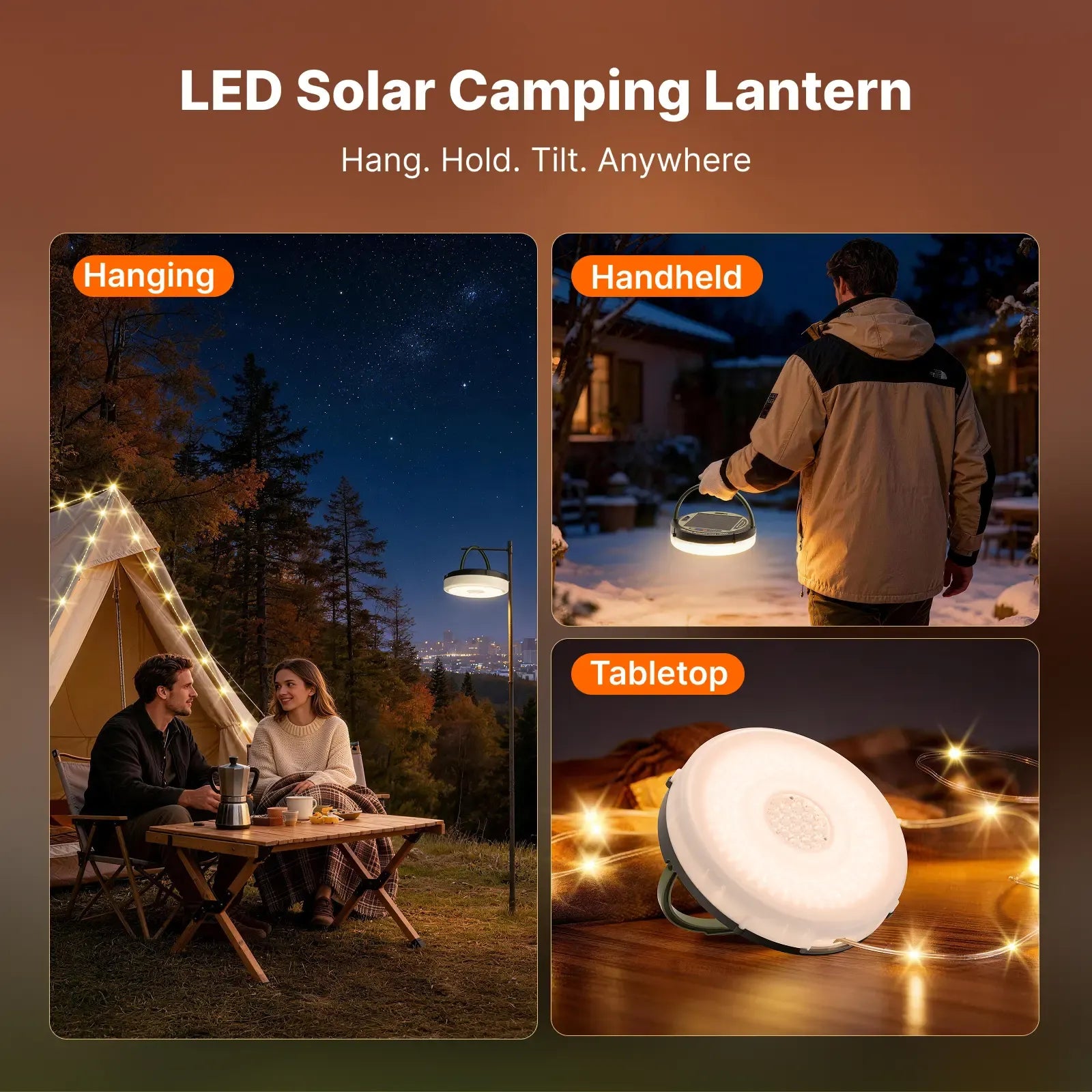 OGERY Solar Camping String Lights, 5400mAh 49.2Ft Retractable LED String Lights, Solar & Battery Powered, Waterproof Emergency Outdoor Lights