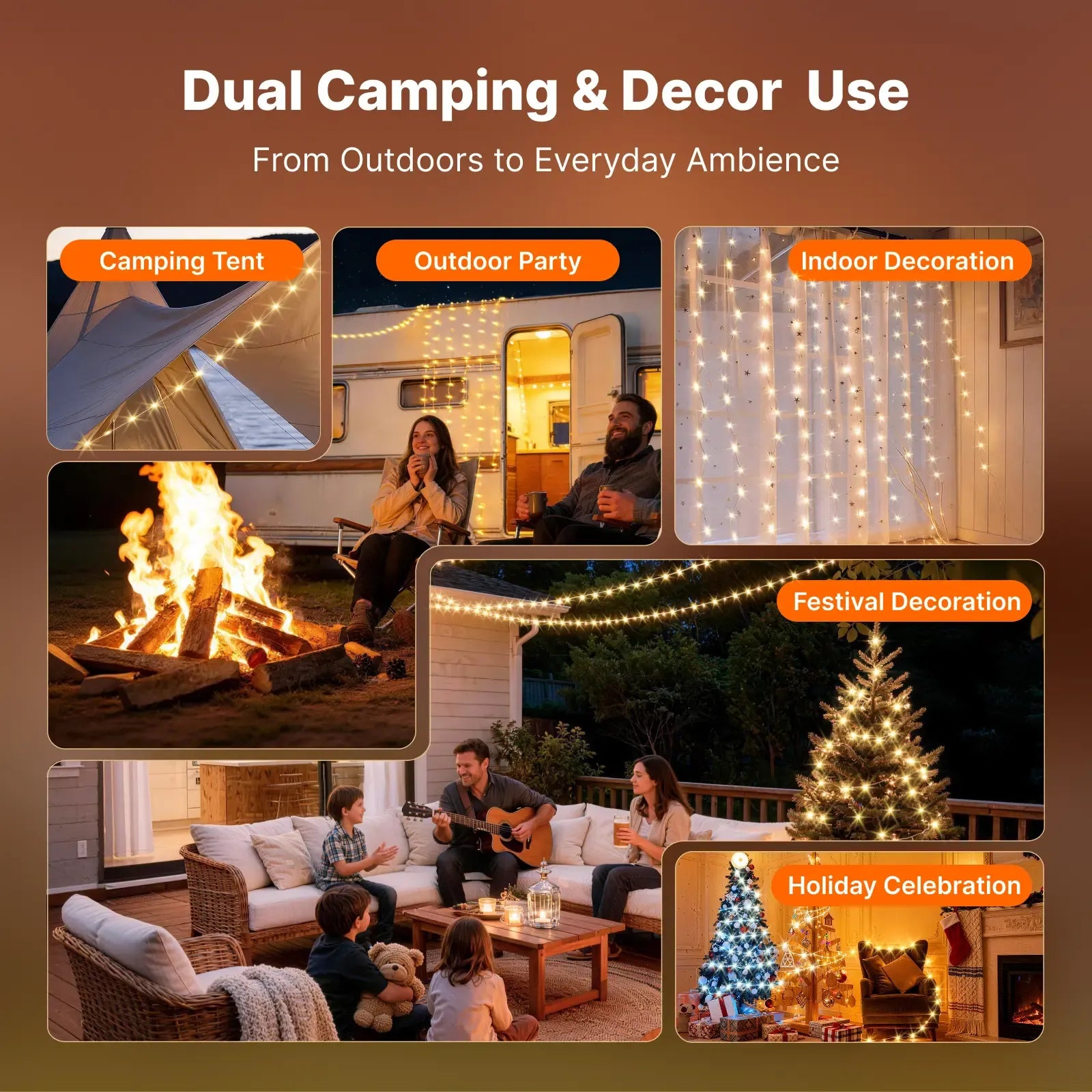 OGERY Solar Camping String Lights, 5400mAh 49.2Ft Retractable LED String Lights, Solar & Battery Powered, Waterproof Emergency Outdoor Lights