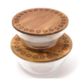 Aarti Sequeira 2-Pc Nestable Glass Serving Bowls w/Etched Acacia Wood Lid