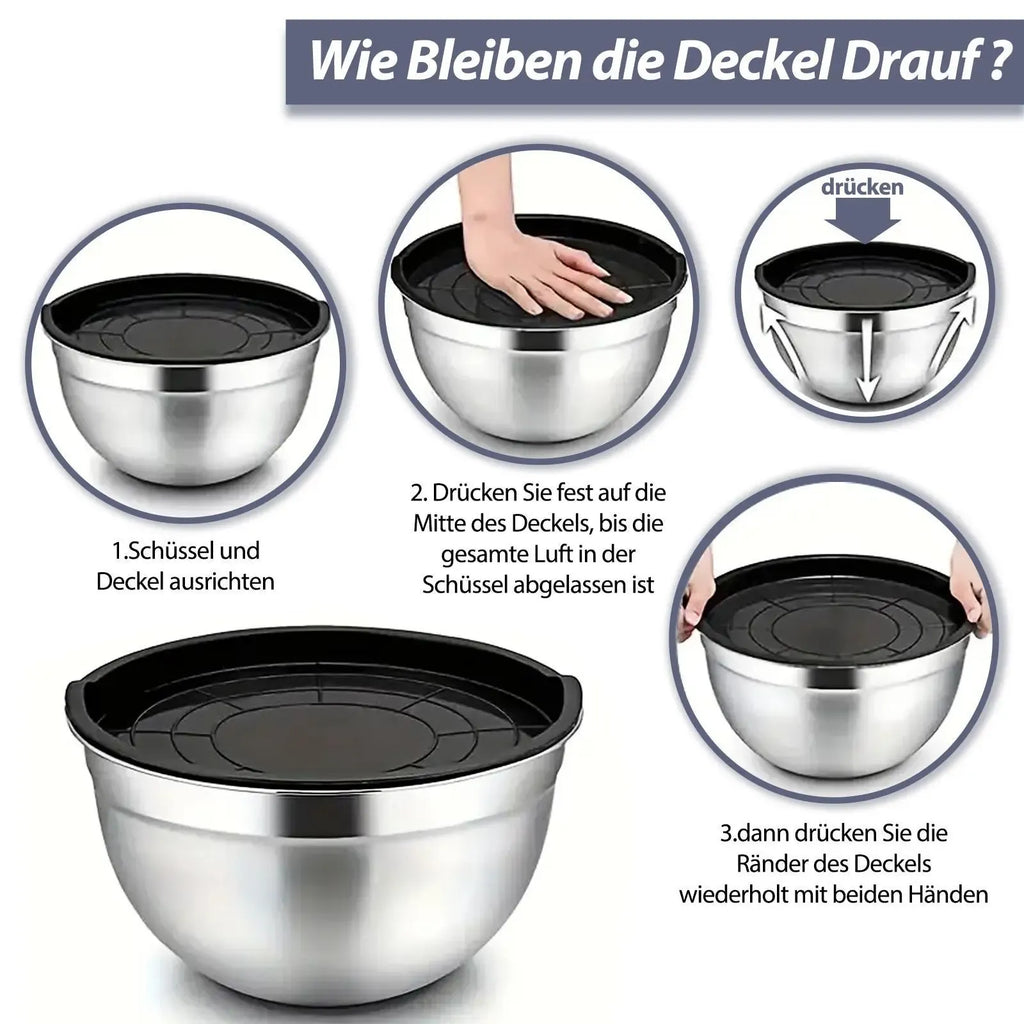21-Piece Mixing Bowls Set with Airtight Lids – 7 Stainless Steel Kitchen Bowls , 3 Grater Attachments, Multifunctional , Perfect for Baking & Serving