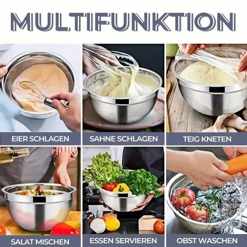 21-Piece Mixing Bowls Set with Airtight Lids – 7 Stainless Steel Kitchen Bowls , 3 Grater Attachments, Multifunctional , Perfect for Baking & Serving