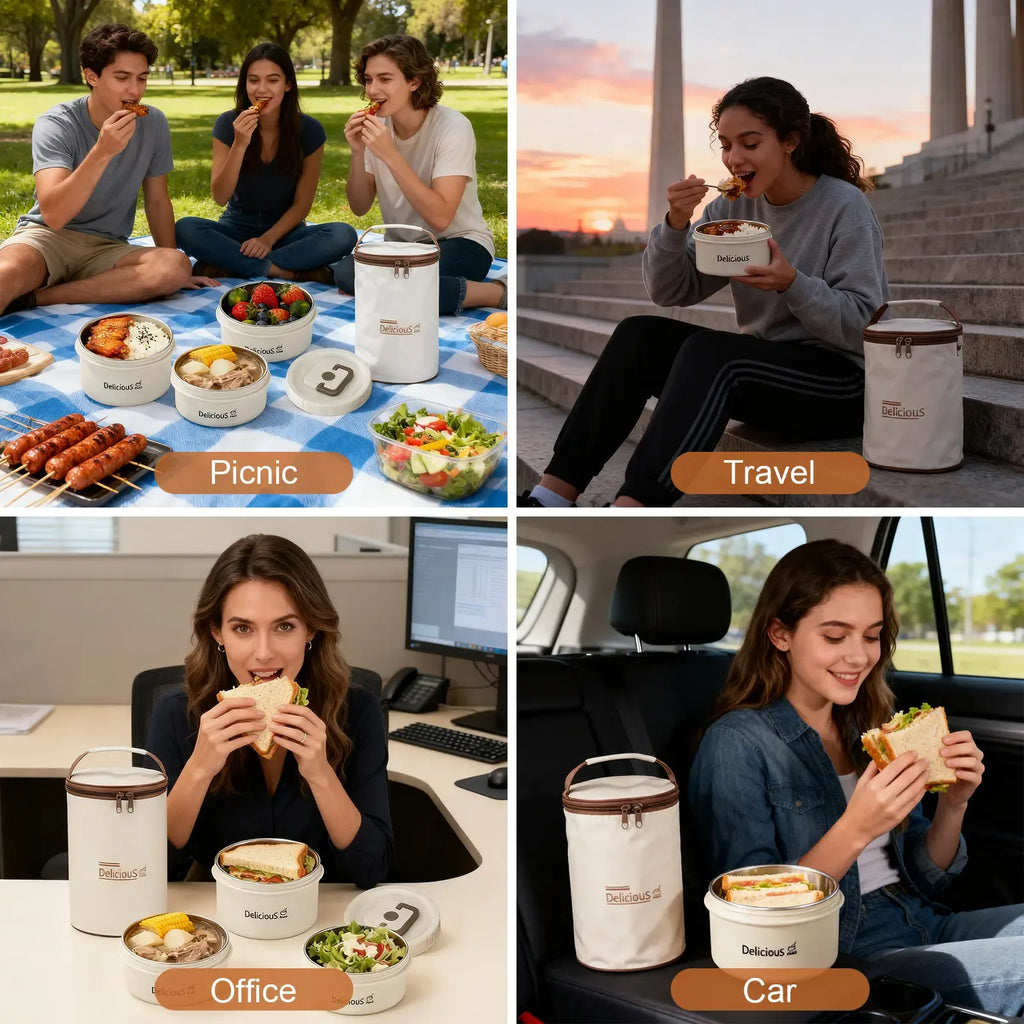 lunch  box function Premium 304 Stainless Steel Lunch Container – Durable Multi-Layer Bento Box for School, Work, Picnics, Camping, Travel & Daily Meal Prep Beige Sturdy lunch box heated lunch box