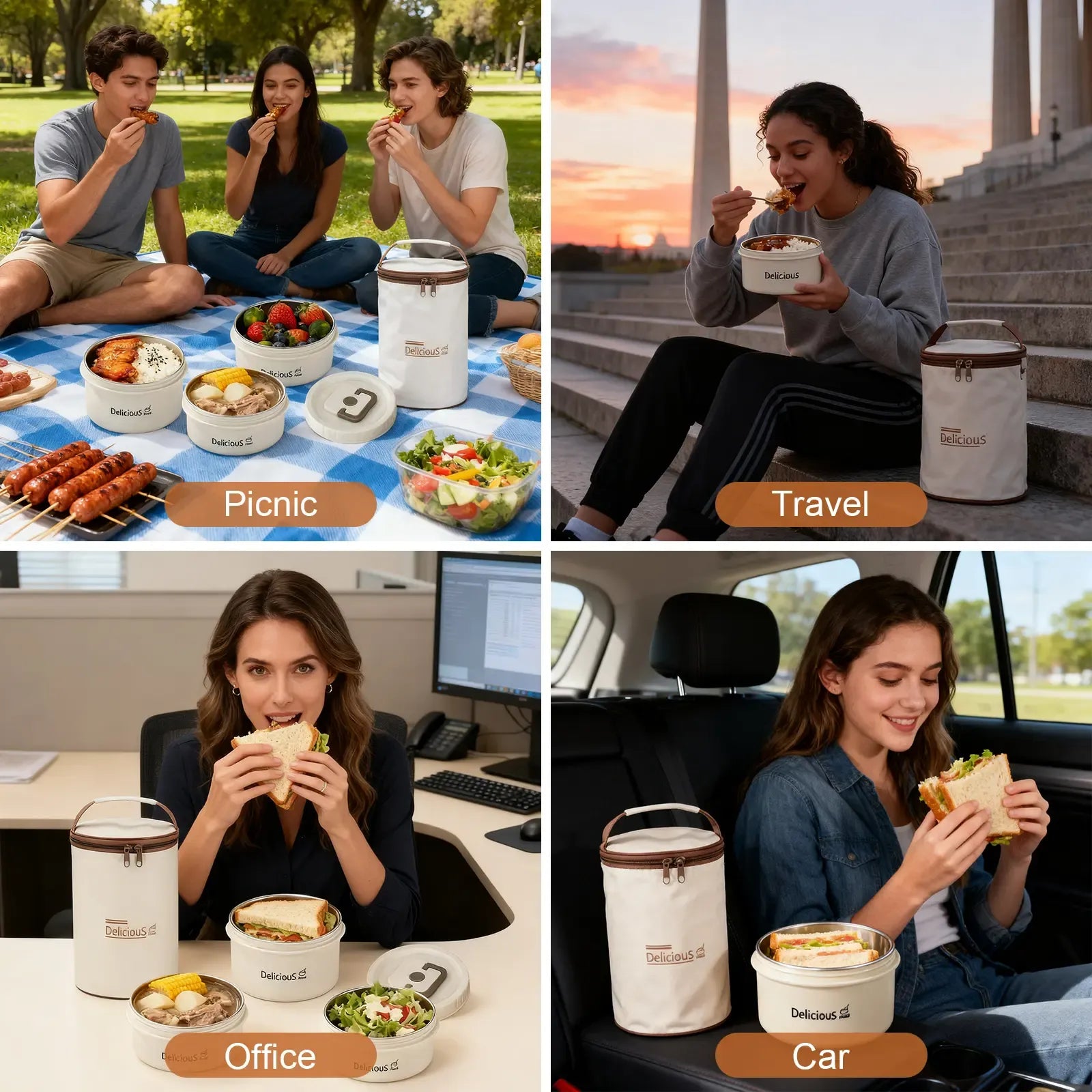 lunch  box function Premium 304 Stainless Steel Lunch Container – Durable Multi-Layer Bento Box for School, Work, Picnics, Camping, Travel & Daily Meal Prep Beige Sturdy lunch box heated lunch box