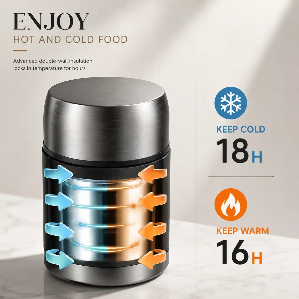 ZUWOZU 20/27/33/40oz Vacuum Insulated Food Jar for Hot & Cold Food, Wide Mouth Leak-Proof Soup Container with Spoon and Fork, Stainless Steel Thermal Lunch Box & Food Container for Adults, Ideal Gift for Office, Travel, Outdoor Daily Use