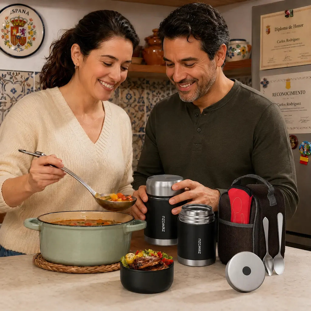 ZUWOZU 20/27/33/40oz Vacuum Insulated Food Jar for Hot & Cold Food, Wide Mouth Leak-Proof Soup Container with Spoon and Fork, Stainless Steel Thermal Lunch Box & Food Container for Adults, Ideal Gift for Office, Travel, Outdoor Daily Use