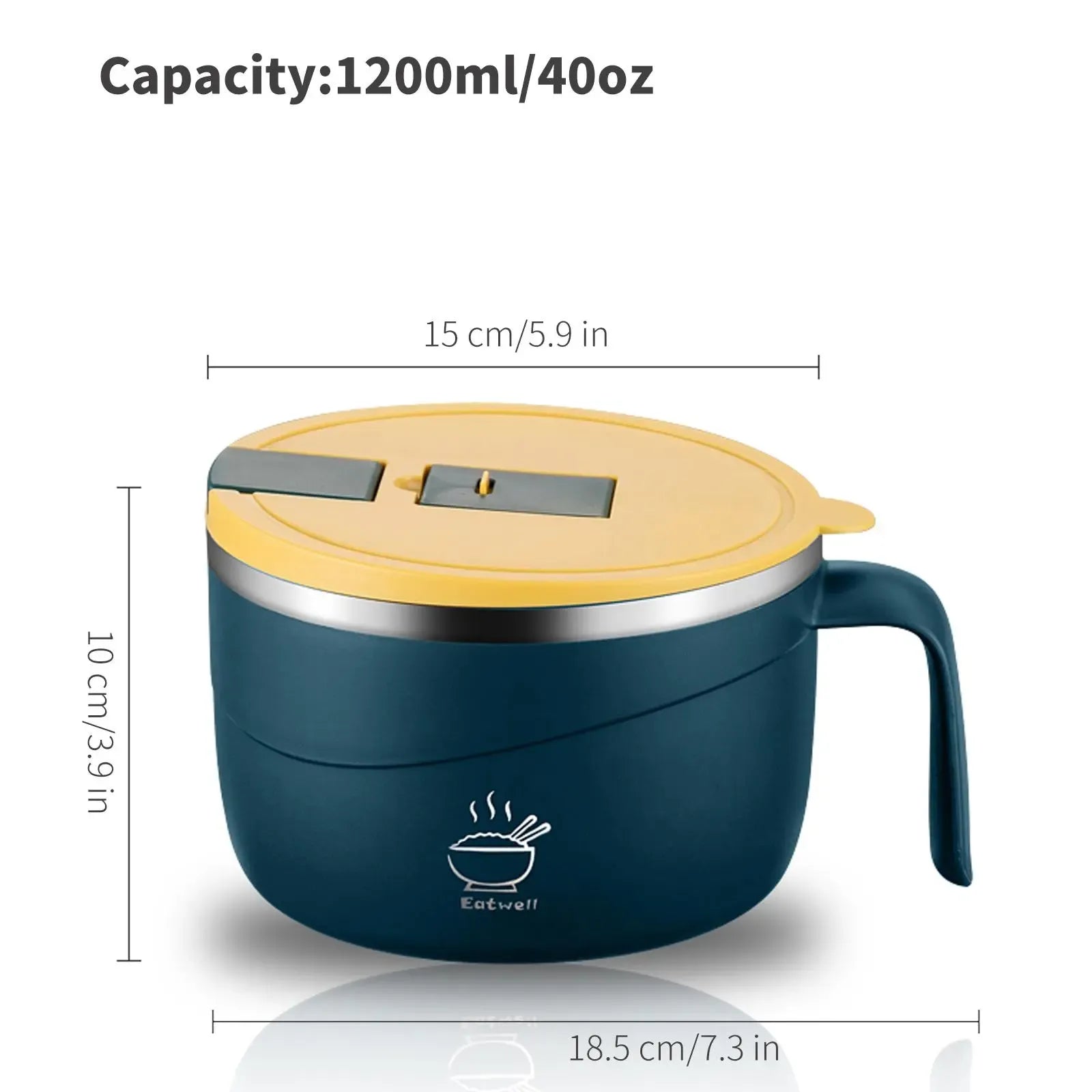 1200 ml Large-Capacity Instant Noodle Bowl, Bowl With Lid, Multi-Purpose Anti-Scald Instant Noodle Pot, Tableware for Home, Office and Dormitory, Microwave Noodle Bowl, Instant Noodles Bowl, Summer Father's Day Gift #GLOBAL PICKS