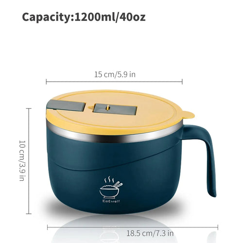 1200 ml Large-Capacity Instant Noodle Bowl, Bowl With Lid, Multi-Purpose Anti-Scald Instant Noodle Pot, Tableware for Home, Office and Dormitory, Microwave Noodle Bowl, Instant Noodles Bowl, Summer Father's Day Gift #GLOBAL PICKS