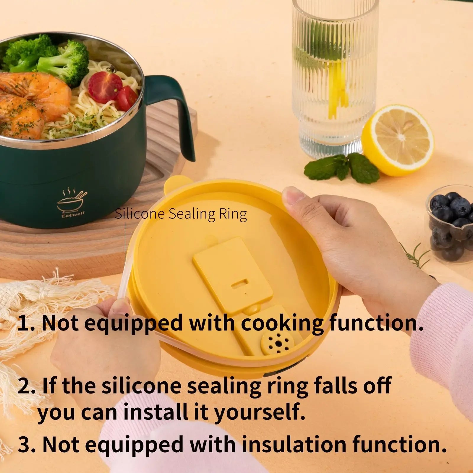 1200 ml Large-Capacity Instant Noodle Bowl, Bowl With Lid, Multi-Purpose Anti-Scald Instant Noodle Pot, Tableware for Home, Office and Dormitory, Microwave Noodle Bowl, Instant Noodles Bowl, Summer Father's Day Gift #GLOBAL PICKS