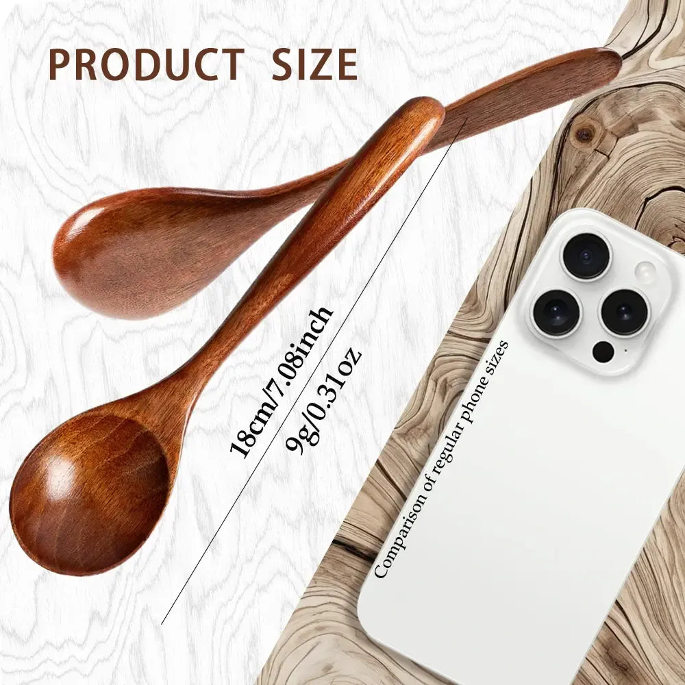 Natural Wooden Spoon Set, 4/6 Counts Durable Eco‑Friendly Long-Handle Cooking Spoons in Multiple Sizes for Kitchen Cooking, Baking and Serving Kitchen Cooking Accessories, Kitchen Utensils Tool Wooden Cooking Tools #GLOBAL PICKS