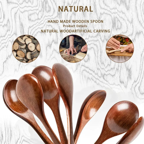Natural Wooden Spoon Set, 4/6 Counts Durable Eco‑Friendly Long-Handle Cooking Spoons in Multiple Sizes for Kitchen Cooking, Baking and Serving Kitchen Cooking Accessories, Kitchen Utensils Tool Wooden Cooking Tools #GLOBAL PICKS