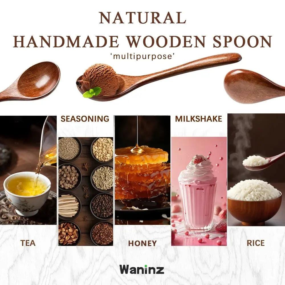 Natural Wooden Spoon Set, 4/6 Counts Durable Eco‑Friendly Long-Handle Cooking Spoons in Multiple Sizes for Kitchen Cooking, Baking and Serving Kitchen Cooking Accessories, Kitchen Utensils Tool Wooden Cooking Tools #GLOBAL PICKS