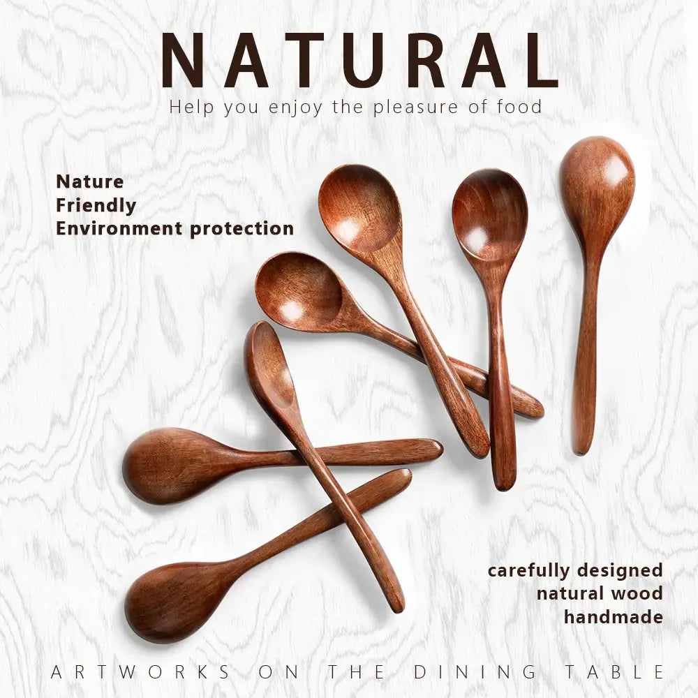 Natural Wooden Spoon Set, 4/6 Counts Durable Eco‑Friendly Long-Handle Cooking Spoons in Multiple Sizes for Kitchen Cooking, Baking and Serving Kitchen Cooking Accessories, Kitchen Utensils Tool Wooden Cooking Tools #GLOBAL PICKS