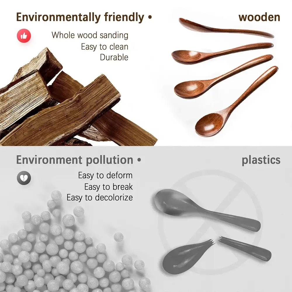 Natural Wooden Spoon Set, 4/6 Counts Durable Eco‑Friendly Long-Handle Cooking Spoons in Multiple Sizes for Kitchen Cooking, Baking and Serving Kitchen Cooking Accessories, Kitchen Utensils Tool Wooden Cooking Tools #GLOBAL PICKS