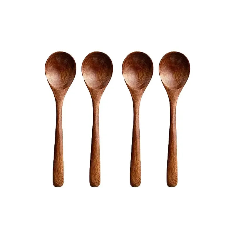 Natural Wooden Spoon Set, 4/6 Counts Durable Eco‑Friendly Long-Handle Cooking Spoons in Multiple Sizes for Kitchen Cooking, Baking and Serving Kitchen Cooking Accessories, Kitchen Utensils Tool Wooden Cooking Tools #GLOBAL PICKS