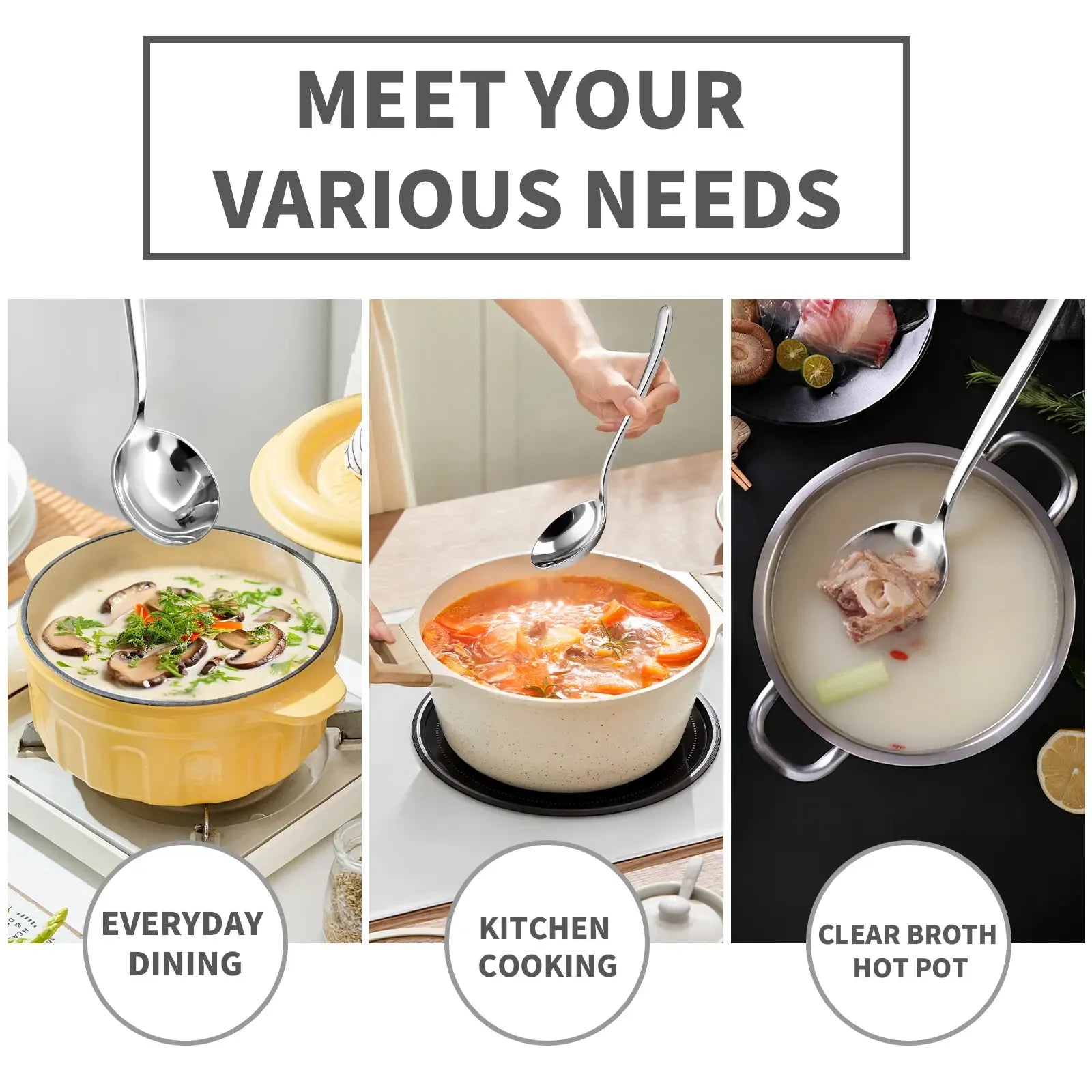 【AREL】Summerwins 4/8 PCs Stainless Steel Soup Spoon Set