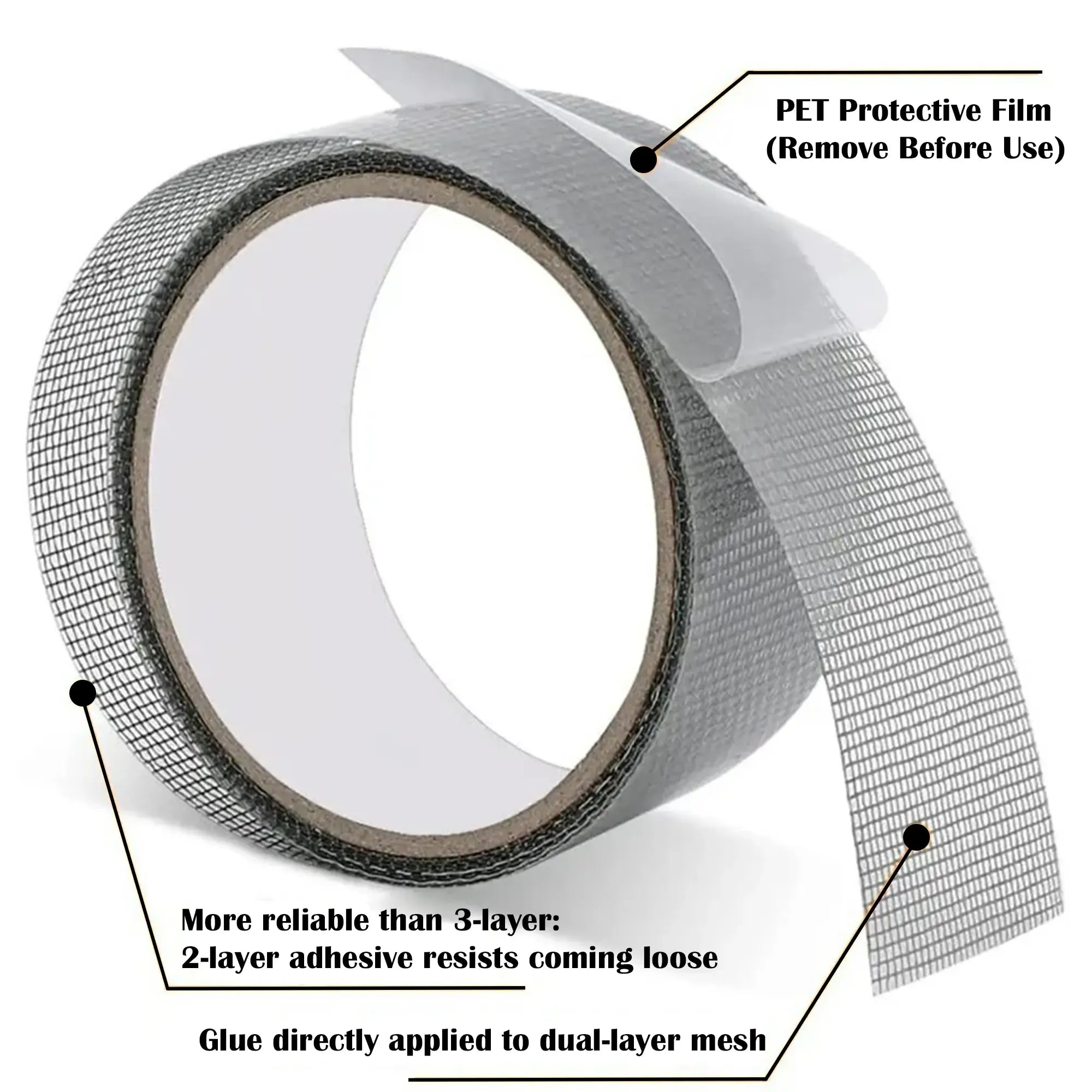 1 Count Window Screen Repair Tape,Sturdy Gray Screen Repair Adhesive, Fiberglass Mesh Mending Tape for Window and Door Screens(2inch x 157.5inch)