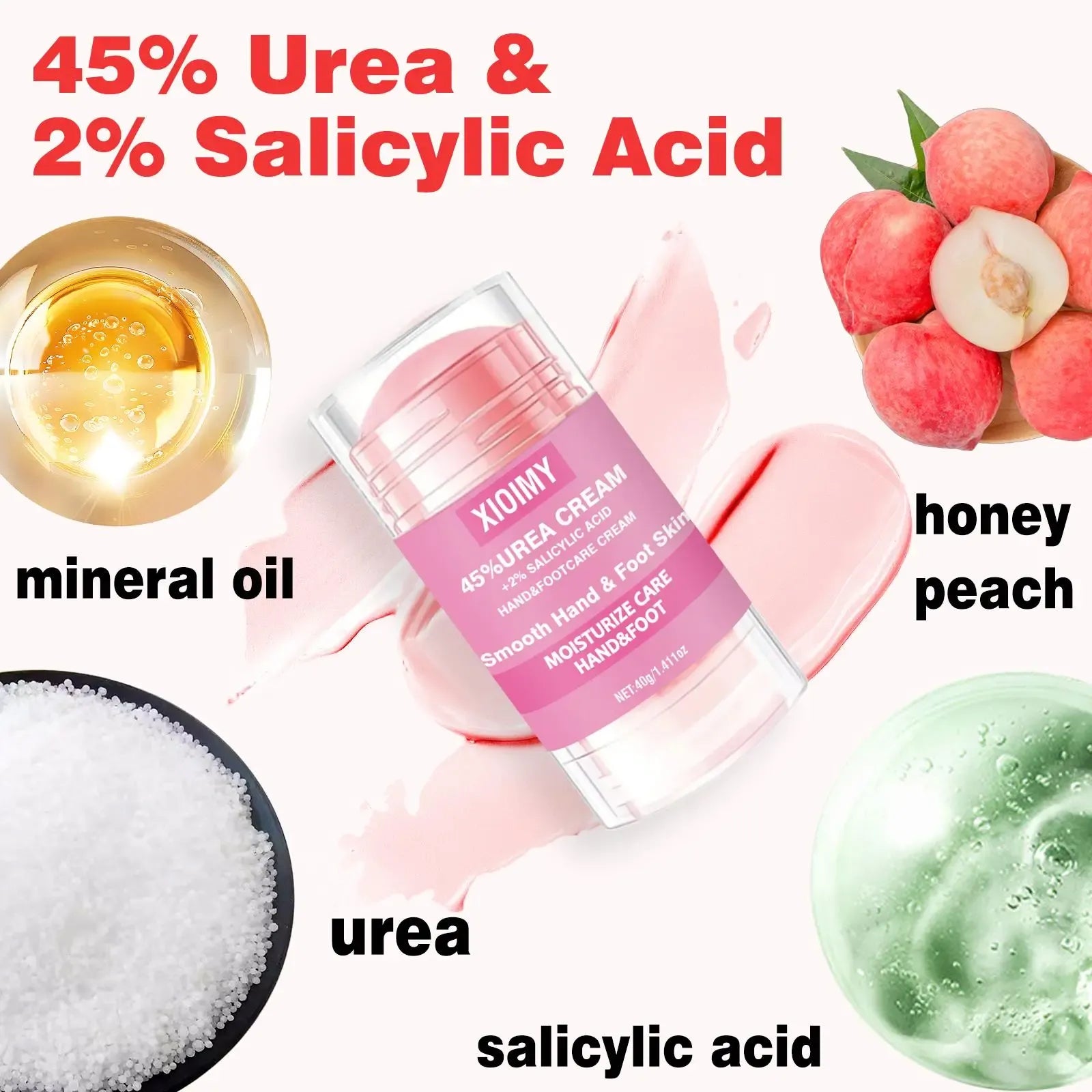 45% Urea + 2% Salicylic Acid Foot Cream, Intensive Moisturizing Care for Dry, Cracked Skin, Hydrating Hand Balm, Foot & Hand Cream for Women & Men, Foot Lotion