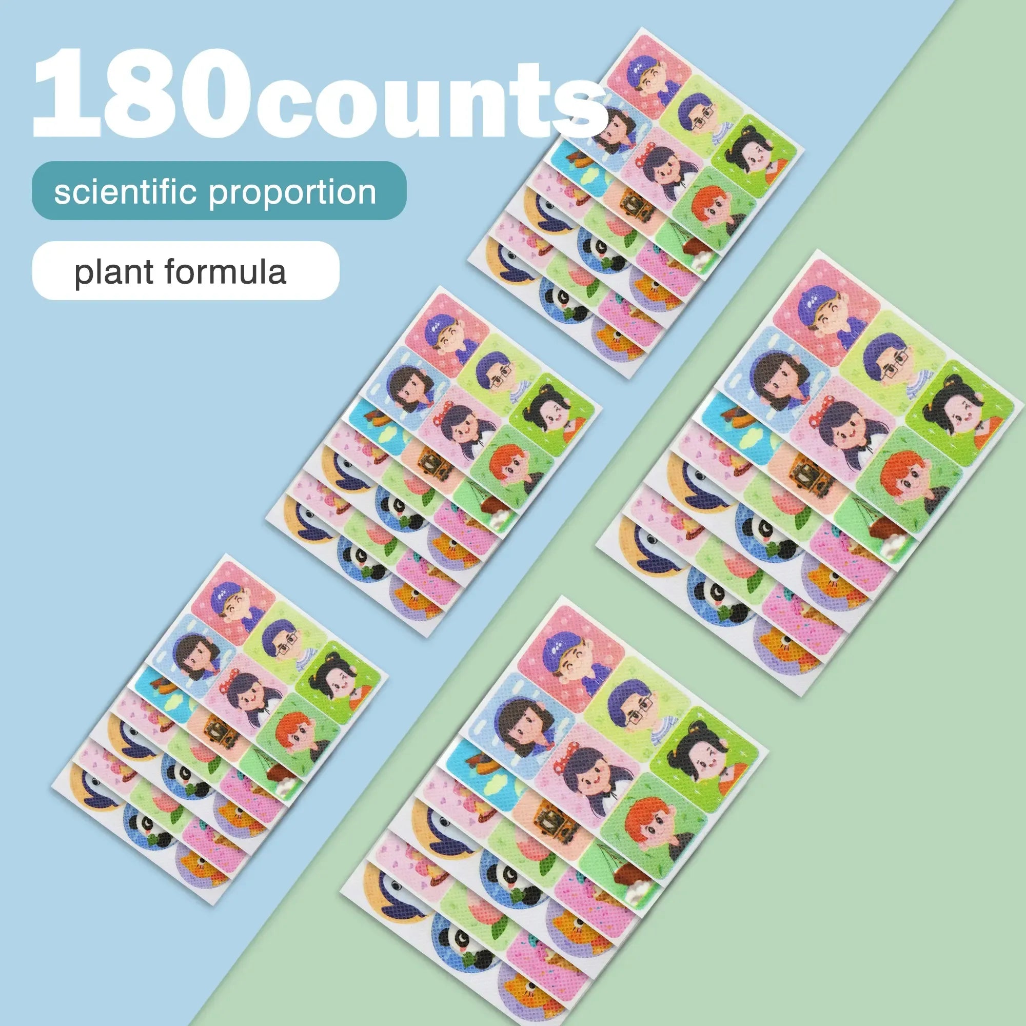 180 Counts Animal insect repellent sticker, cute animal design, sticks to clothes, backpacks, chairs, preserves effectiveness when sealed