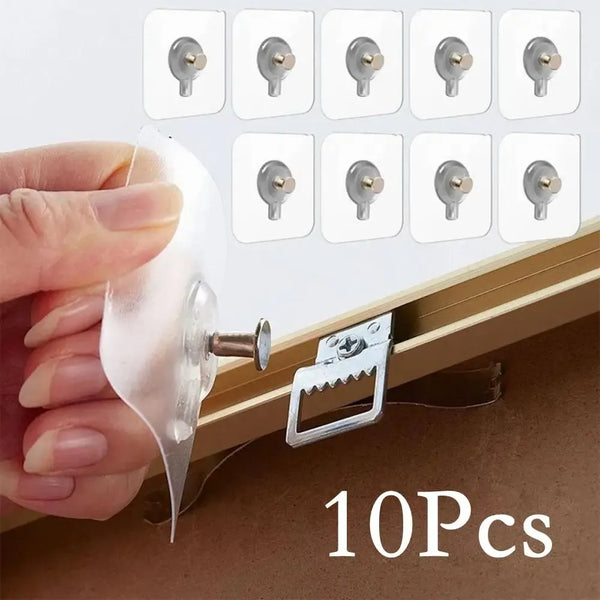 Wall-Mounted Hooks (10pcs), Punch-Free Self-Adhesive Picture Frame & Painting Hooks, Traceless Stick Hooks for Kitchen & Bathroom, Wall Mount Acrylic, Room Organization Products