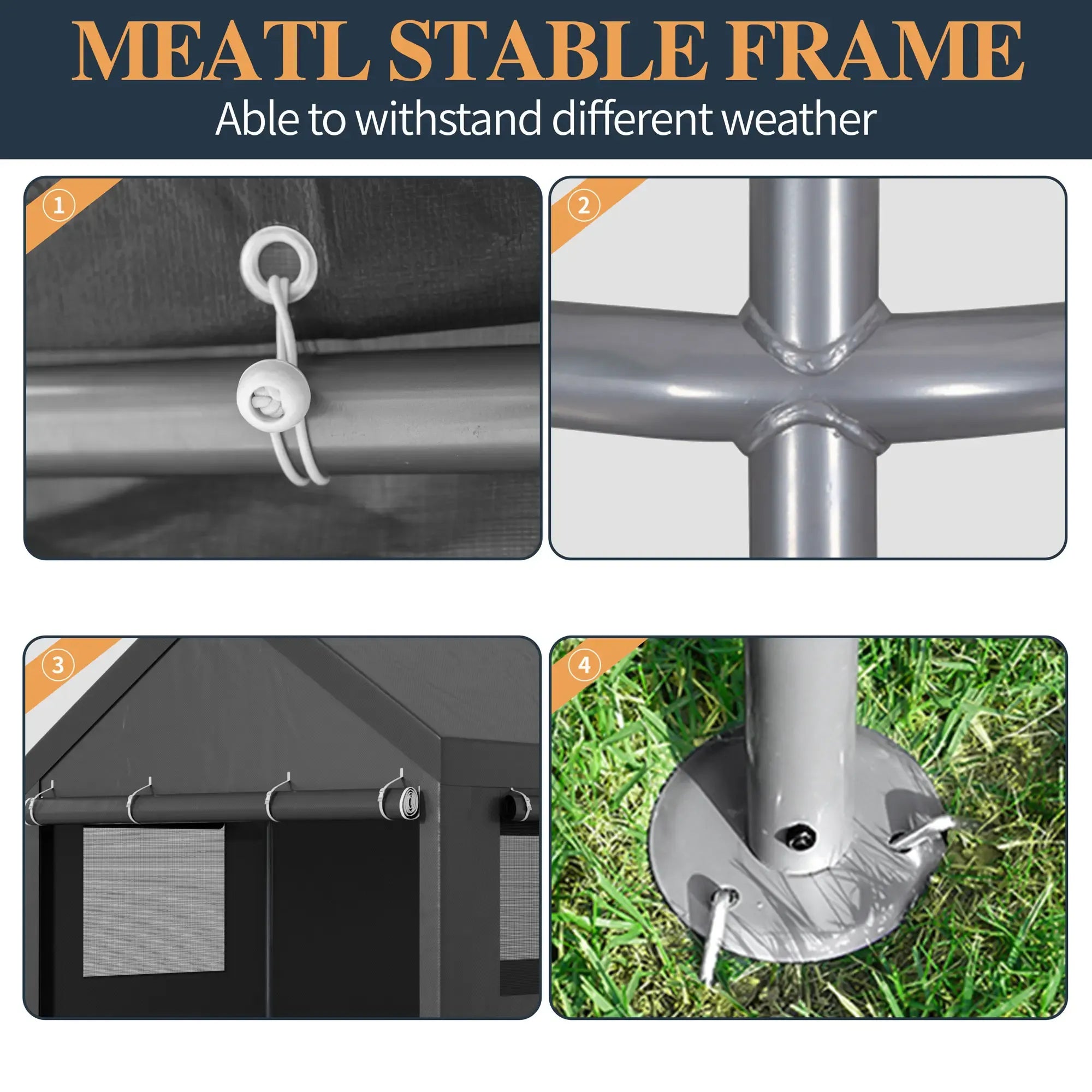 Walsunny Carport 12x20ft Outdoor Car Canopy Portable Garage, Heavy Duty Shed Tent Port with Roll-up Ventilated Windows & Removable Sidewalls Shelter Storage Vehicle Party Moisture Prevention for Camp, Farm, Tool, Grey, Khaki, White,Durable Pvc
