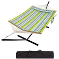 【Summer Sale】Heavy Duty Portable Double Hammock with Stand, 475 lbs Capacity, Portable Design with Balance Rope, for Patio Backyard Garden Beach, Summer Vibe, Backyard Hammock, Outdoor Patio Furniture