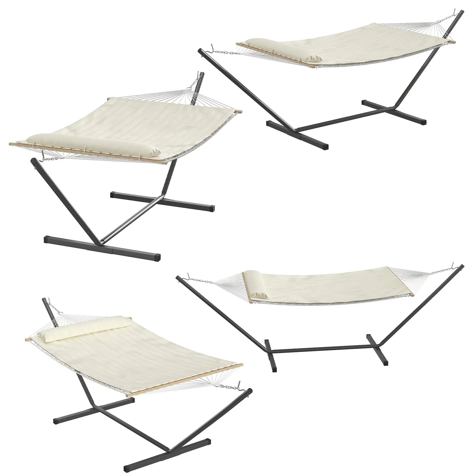 [Summer Sale] Heavy-Duty Portable Double Hammock for Two with Pillow & Adjustable Steel Stand, 475 lbs Capacity, for Outdoor Patios, Gardens, Beaches, and Backyards—Perfect for Summer Vibes, Backyard Hammocks, and Outdoor Patio Furniture