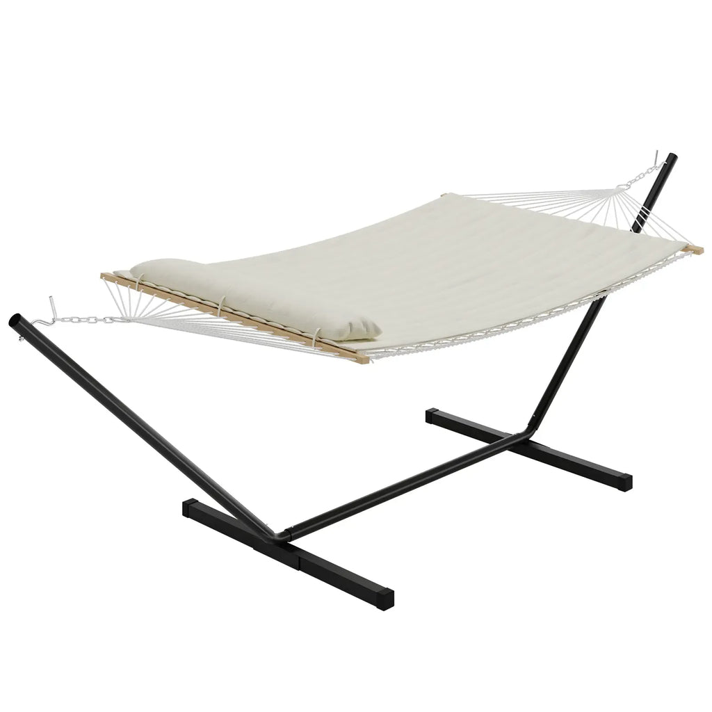 [Summer Sale] Heavy-Duty Portable Double Hammock for Two with Pillow & Adjustable Steel Stand, 475 lbs Capacity, for Outdoor Patios, Gardens, Beaches, and Backyards—Perfect for Summer Vibes, Backyard Hammocks, and Outdoor Patio Furniture
