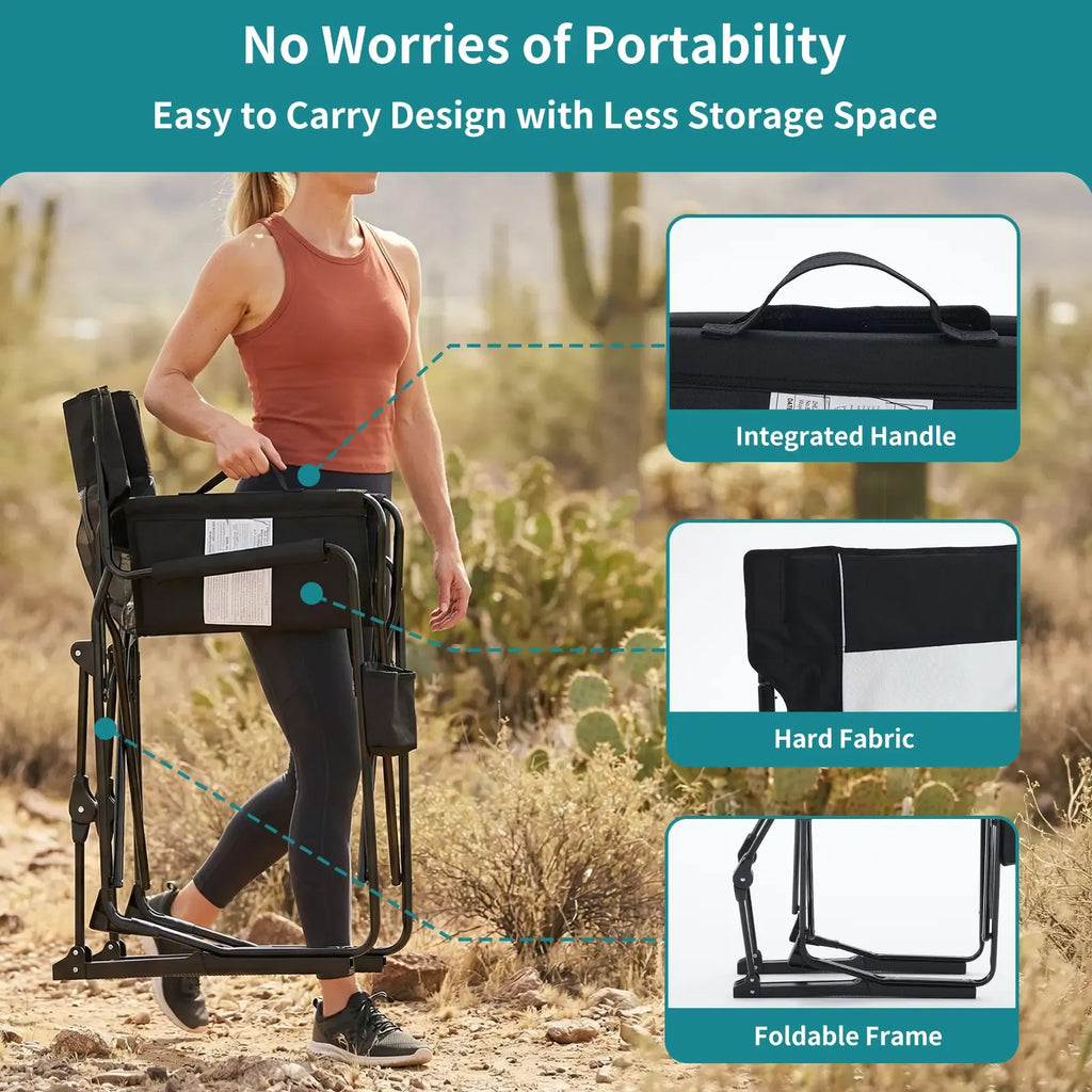 Stowaway Rocker ,Folding Camping Chair, Padded High Back, Adjustable Lumbar Support, Extra Wide for Adults, 5000 LBS Steel Frame, Portable Outdoor,summerwins