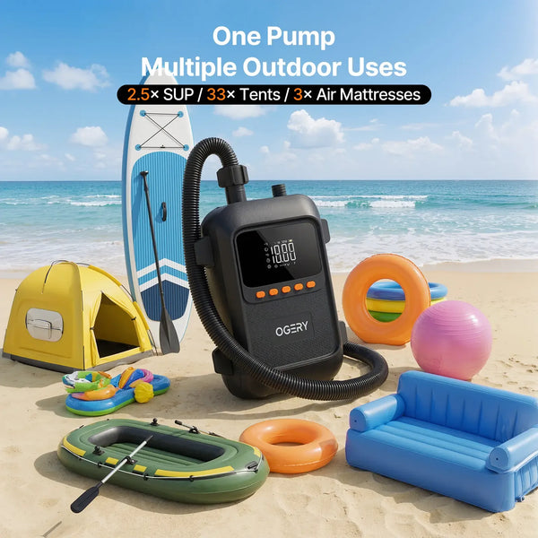 OGERY Paddle Board Electric Pump with Safe & 30% Faster Dual Stage Inflation & Deflation, Up to 20PSI, Smart Auto-Off and Powerful Rechargeable Compact Air Pump for Sup Inflatable Beds Tent Boats summerwins